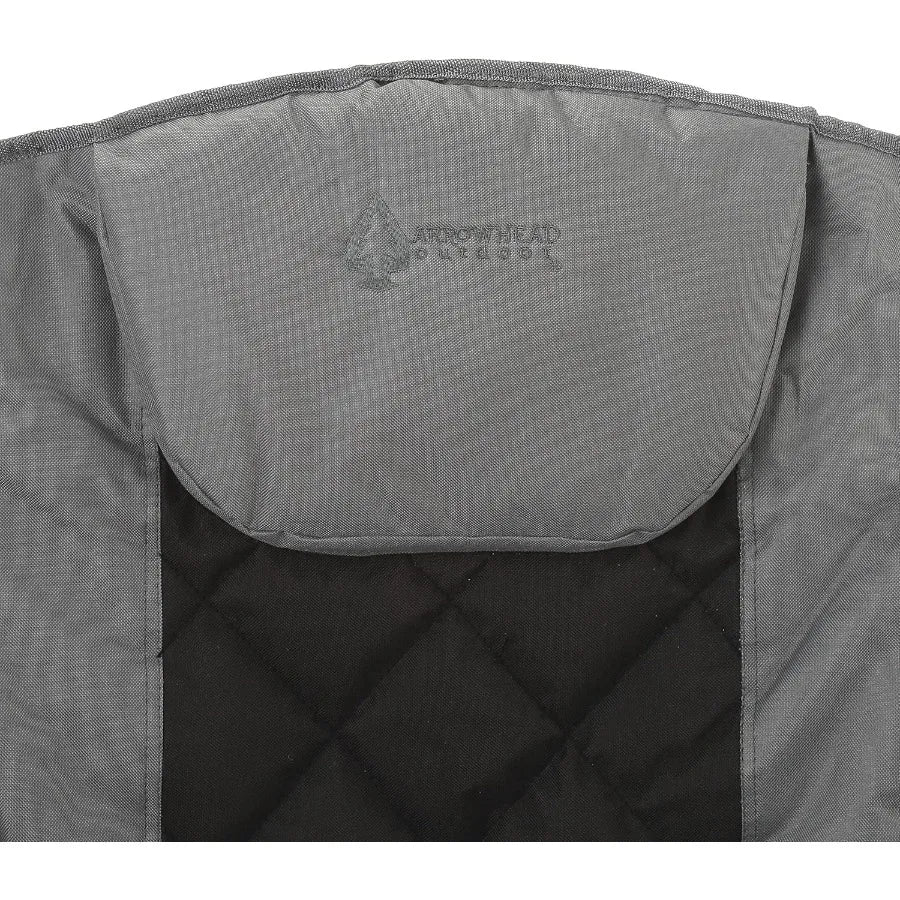 ARROWHEAD OUTDOOR Portable Deluxe Folding Camp Quad Chair w/Headrest Glass and Cup Holders Armrest