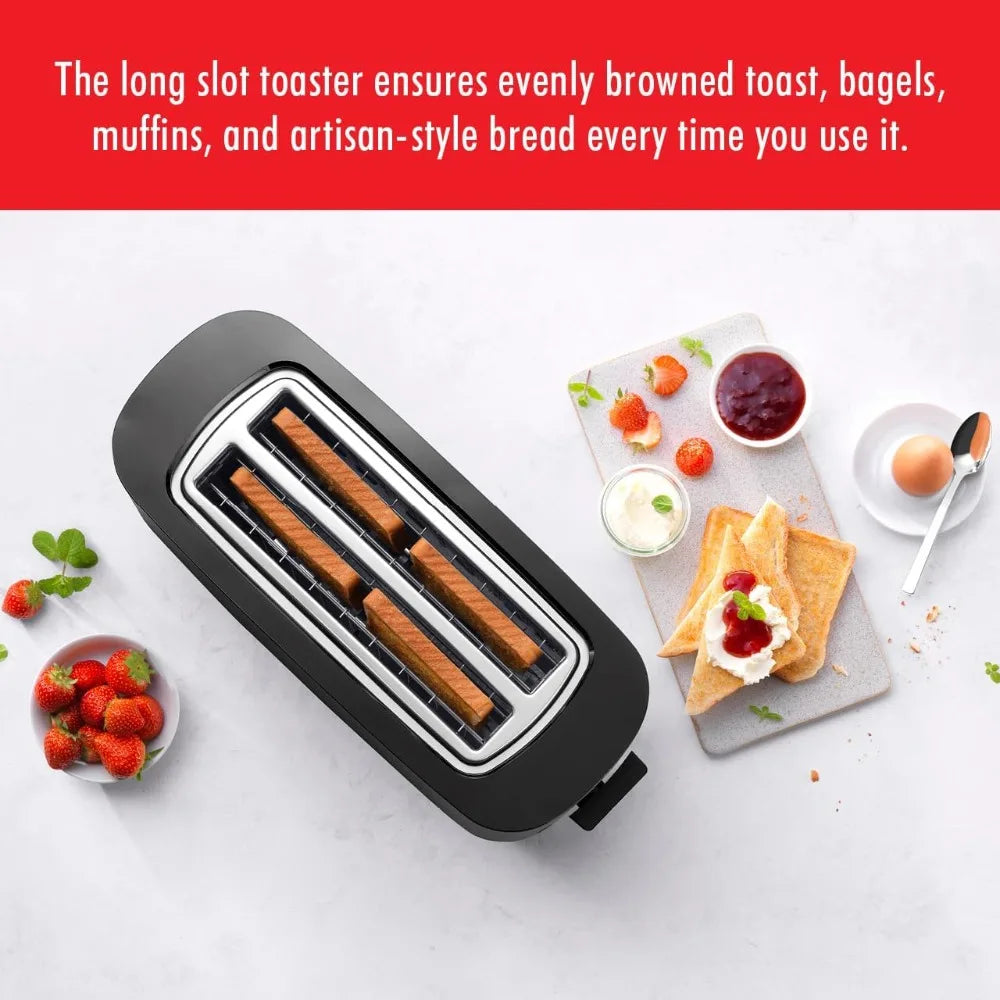 2 Long Slot Toaster, 4 Slices with Extra Wide 1.5" Slots for Bagels, 7 Toast Settings/Even Toasting