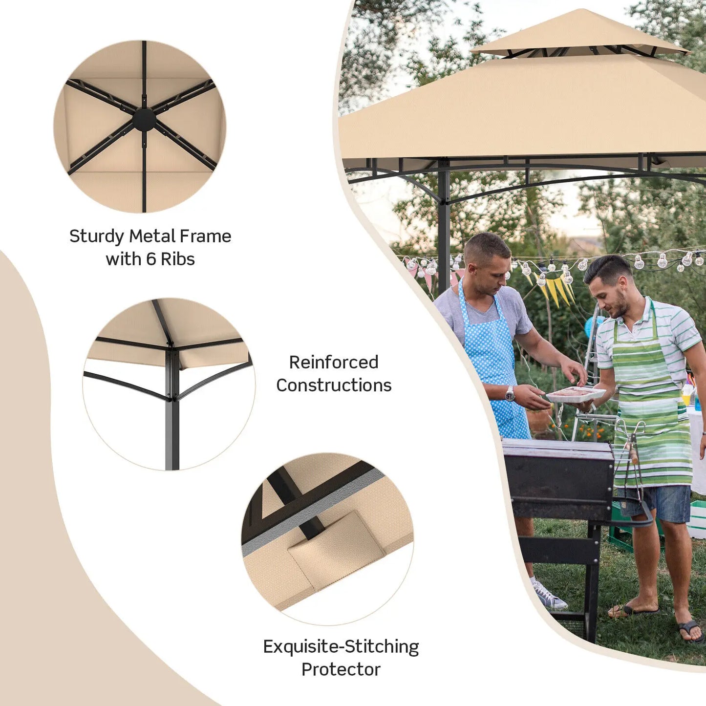 Patiojoy 8'X5' Outdoor Barbecue Grill Gazebo Canopy Tent Patio BBQ Shelter W/Air Vent NEW