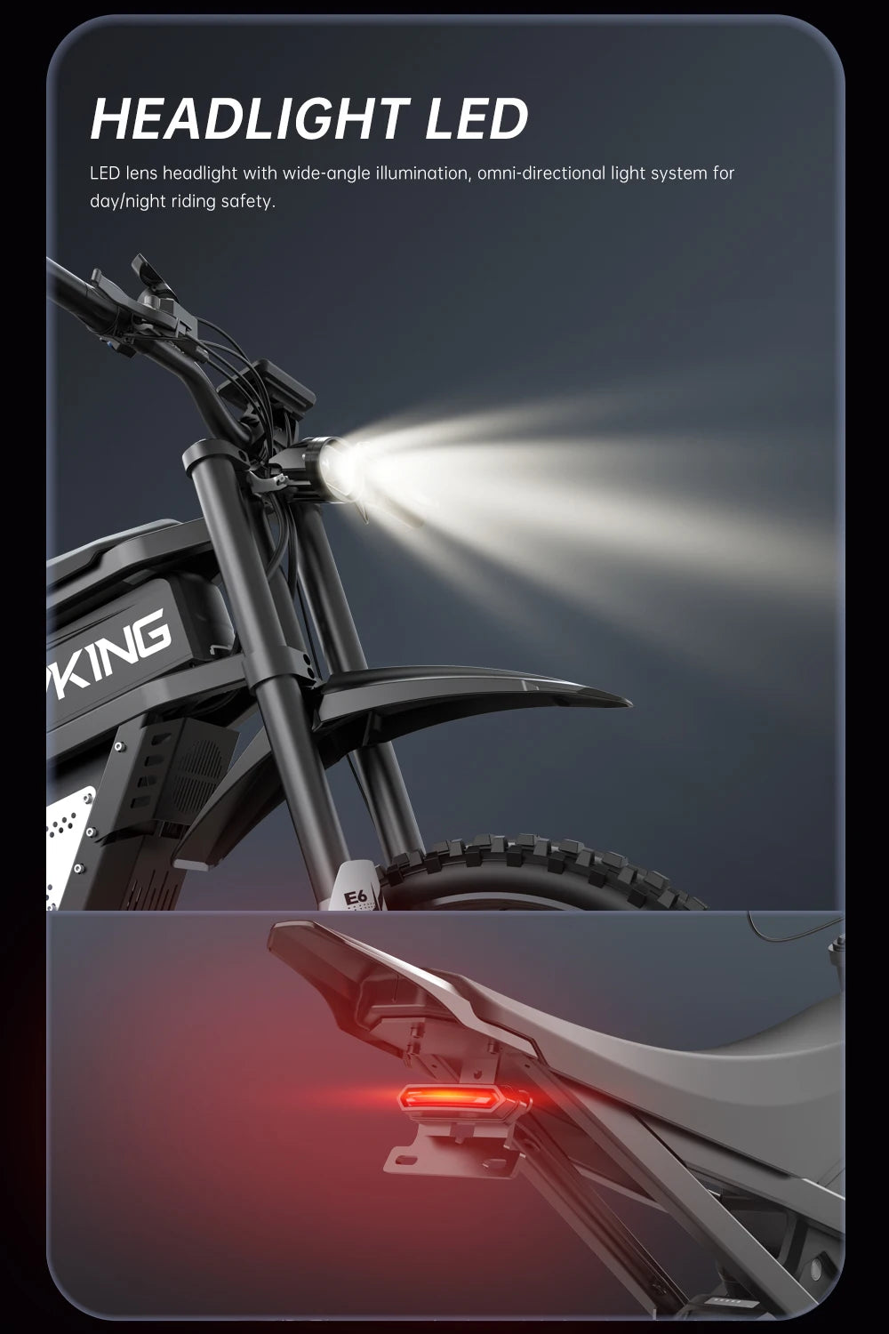 FVKING E6 Electric Bicycle 2000W Waterproof Dual Motor 52V 40AH Battery 25-inch Off-road Tires