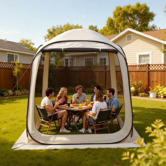 Pop-Up Screen House Tent 6 x 6 ft Camping Mesh Gazebo 4-6 People with Bag