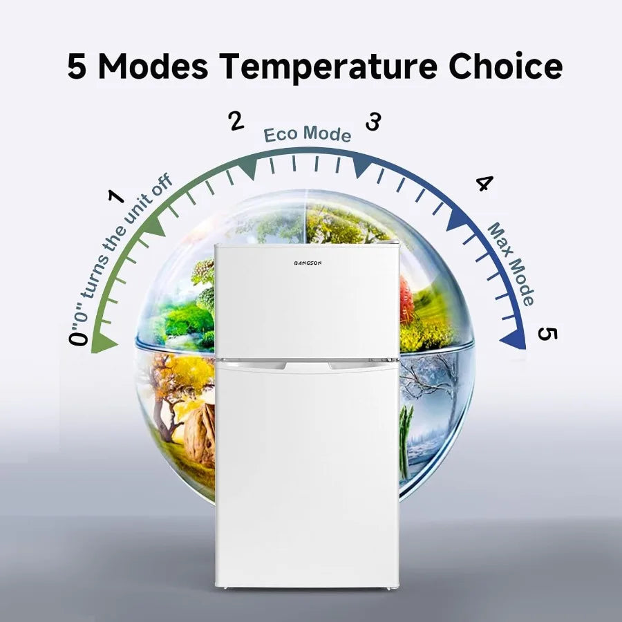 Compact 2Door Mini Fridge with Freezer for Bedroom Office Dorm Garage or RV Use 3.2 CU.FT