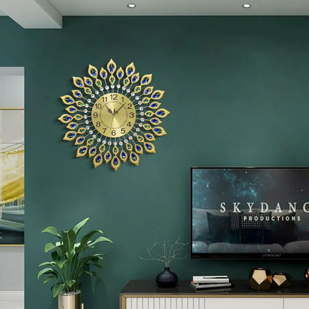 Elegant 24 3D Gold Wall Clock with Arabic Numerals/ Silent Large Decorative Clock