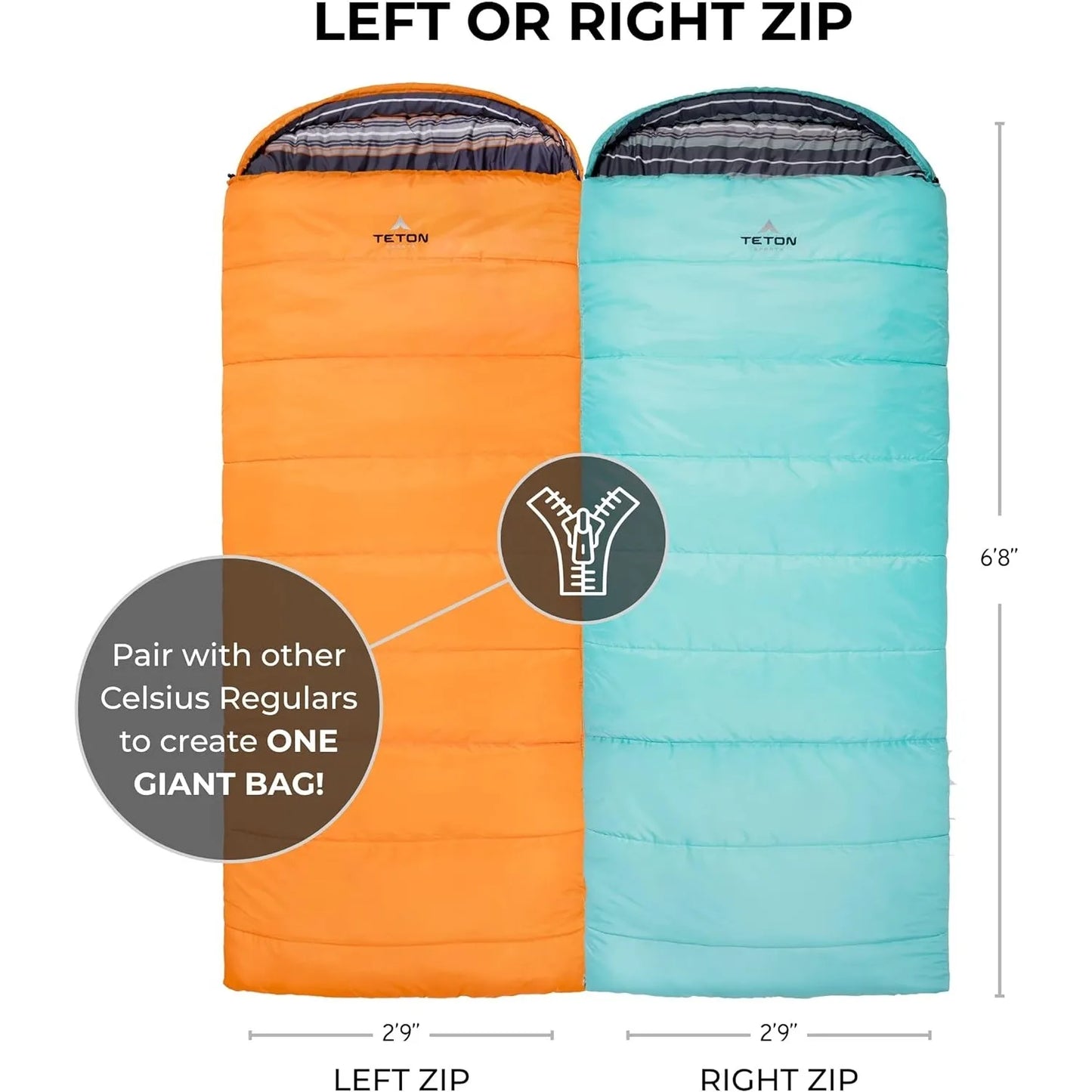 Teton Celsius Regular, -25, 20, 0 Degree Sleeping Bags All Weather Bags for Adults and Kids