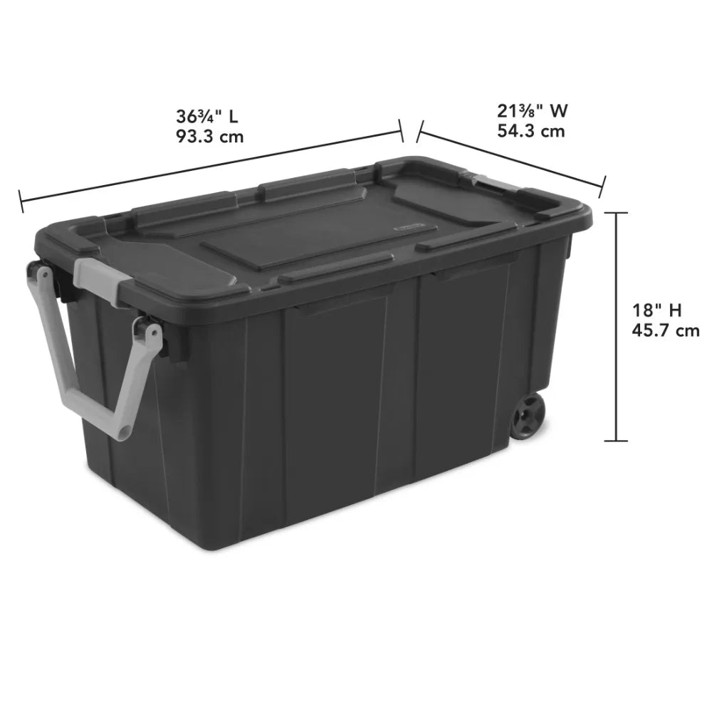 Extra Large Storage Bin, 40 Gallon Wheeled Plastic Storage Container with Handle, Gray