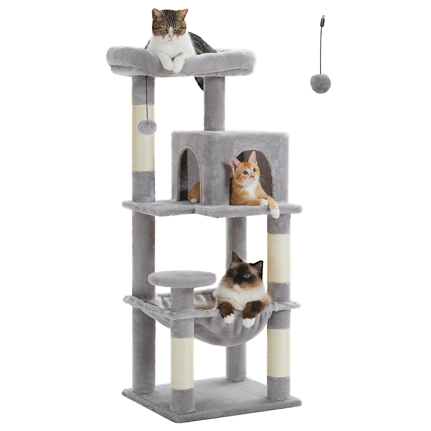 Cat Tree for Indoor Cats, 5-Level Cat Tower for Large Cats with Metal Frame Large Hammock Cat Condo