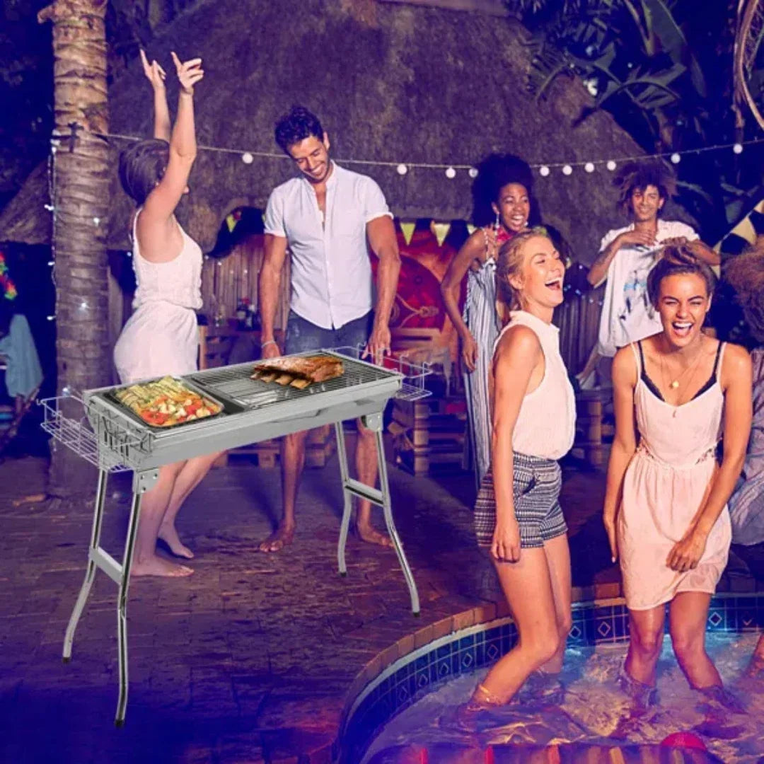 Portable Stainless Steel Grill,Made of high quality stainless steel, durable and sturdy