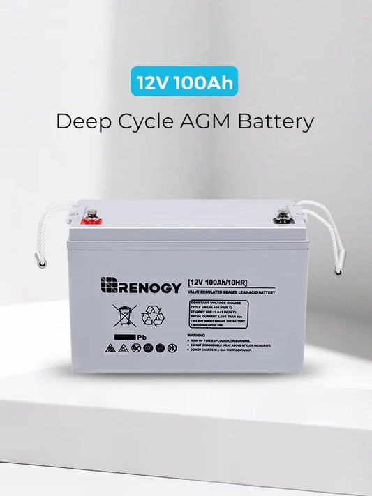 Renogy 12 Volt 100Ah Deep Cycle AGM Battery, 3% Self-Discharge Rate, 1100A Max Discharge Current