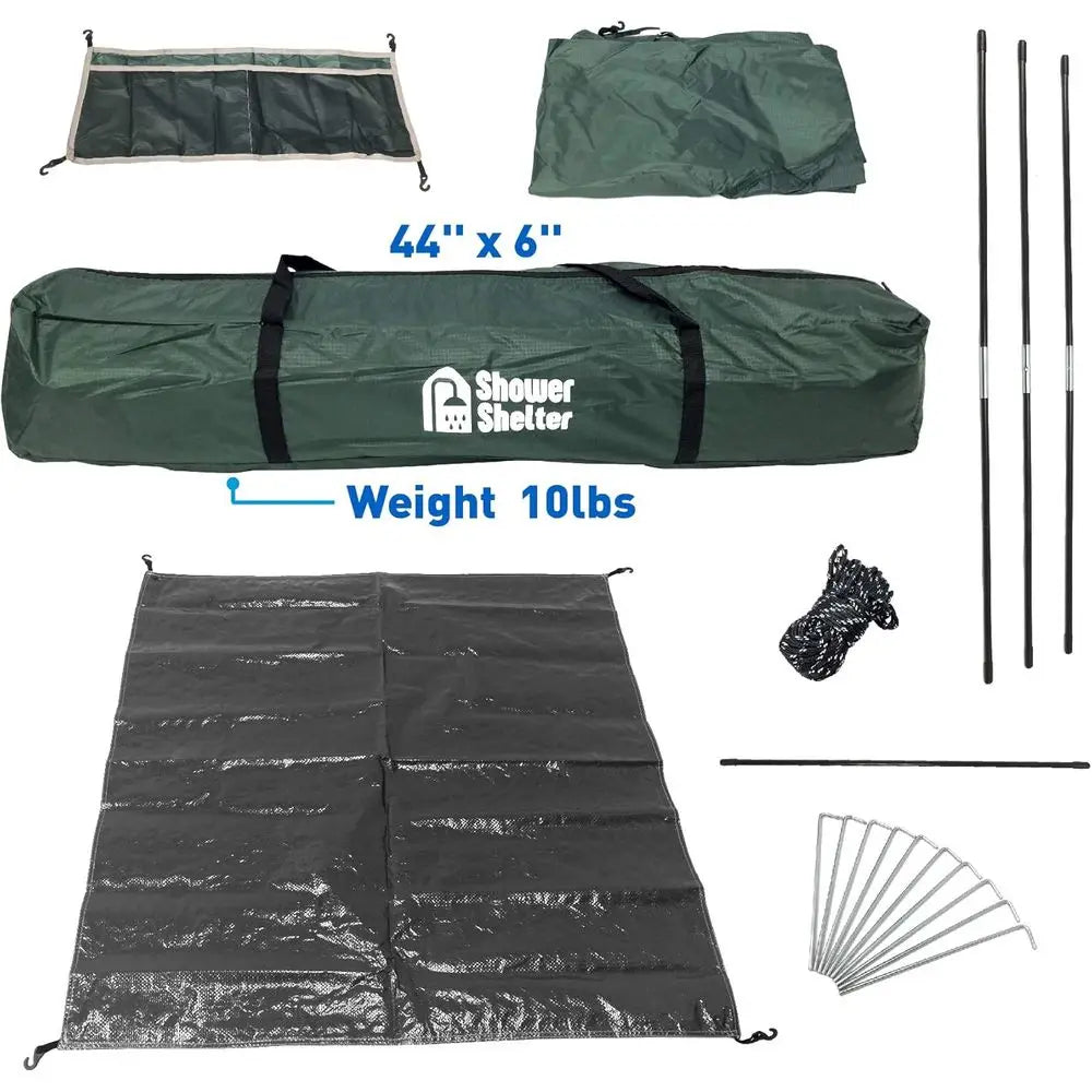 Portable Outdoor Pop-Up Shower Tent with Changing Room - 2-Room Enclosure - 7.5' x 4' x 7.5', Green