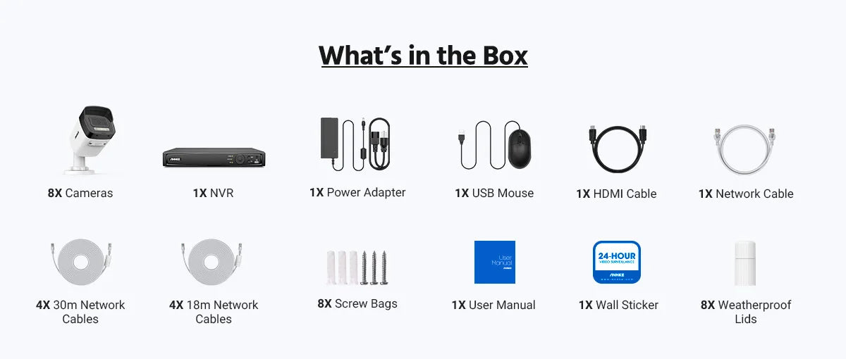 ANNKE 8CH 8MP Ultra HD PoE Network Video Security 4K H.265 Surveillance NVR 4x8MP HD IP67 POE CCTV