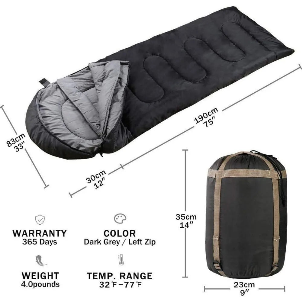 Sleeping Bag 4Seasons Warm Cold Weather Lightweight with Compression Sack Waterproof Sleeping Bag