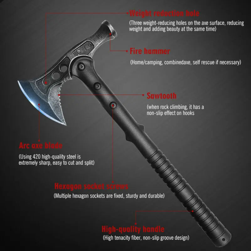 Survival Camping Axe Foldable Tactical Axe Multi Tool Kit Emergency Gear Tomahawk Wild Hatchet AX