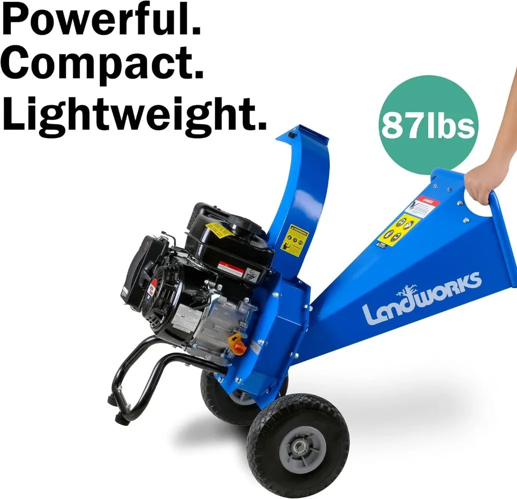 LANDWORKS Mini Wood Chipper Shredder Mulcher Heavy Duty 7HP Compact Design 3" Inch Max Capacity