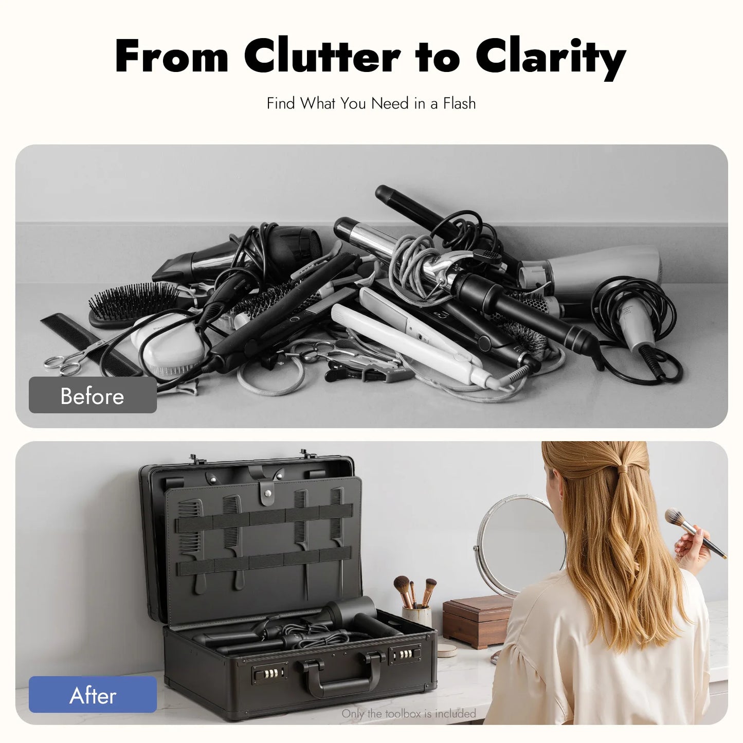 Aluminum Alloy Barber Tool Box Multi Compartment Storage Case Portable Hairstylist Scissor Clipper Comb Hair Dryer Organizer Case