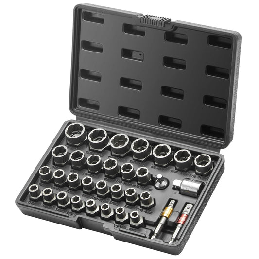 SucceBuy 29PCs Bolt Extractor Set Bolt and Nut Remover Set 6mm to 10mm 13/32" to 3/4" CR-MO