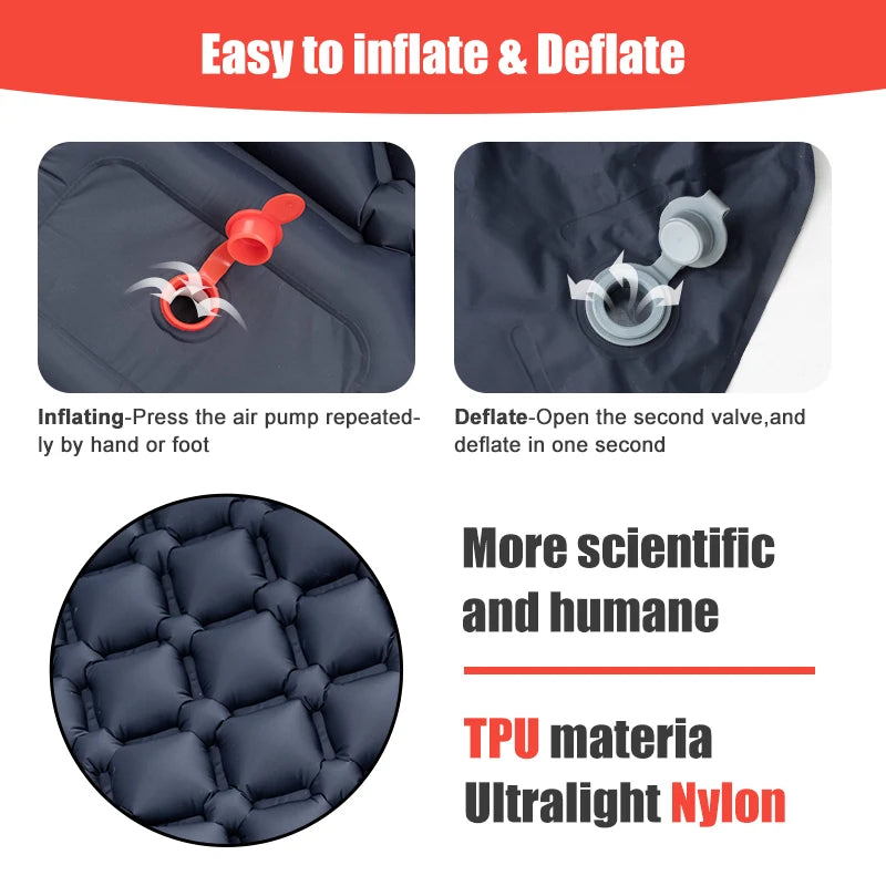 PACOONE Camping Inflatable Mattress Built-in Pump Ultralight Air Cushion Travel Mat With Headrest