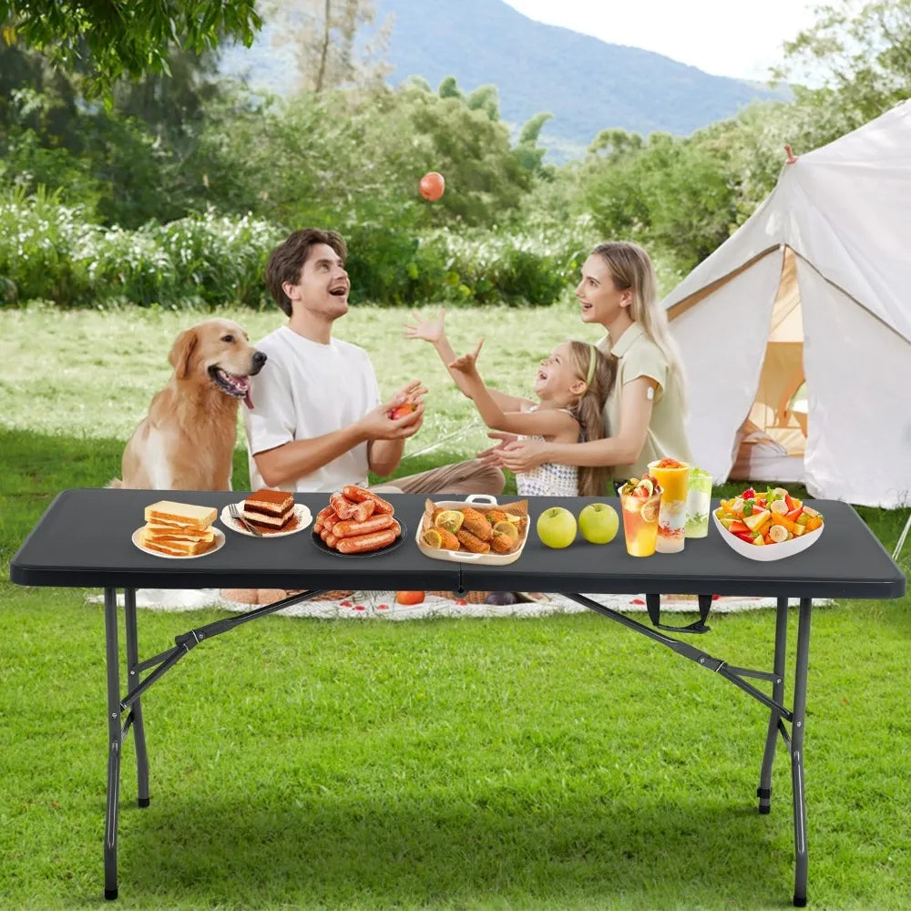 6 FT Folding Camping Table Heavy Duty Plastic Portable Square Dining Table