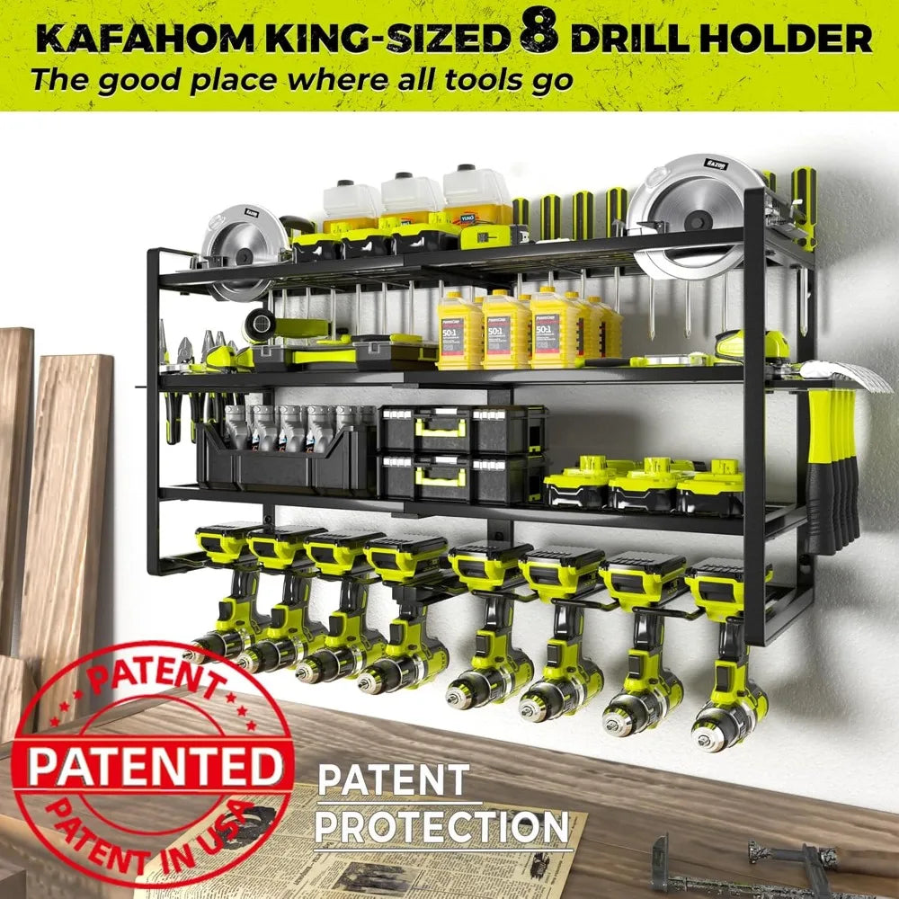 4 Layer Heavy Duty Metal Power Tool Storage Rack, Screwdriver Holder/Hammer Holder