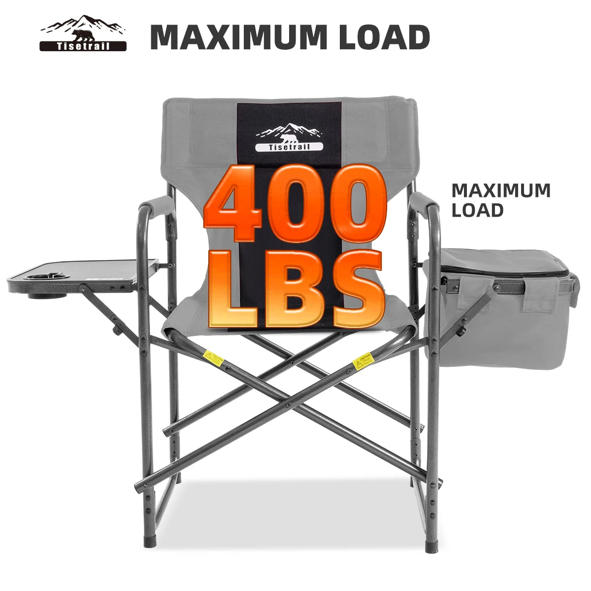 Tisetrail Director Camping Chair with Cooler Bag Camping Directors Chair with Foldable Side Tray