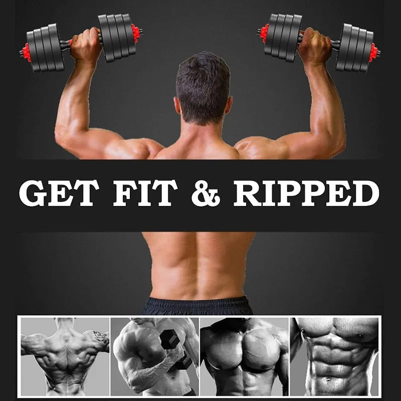 Adjustable Dumbbell Barbell Set (66LB) Weight with Connecting Rod 2 in 1  Workout Exercise Equipment