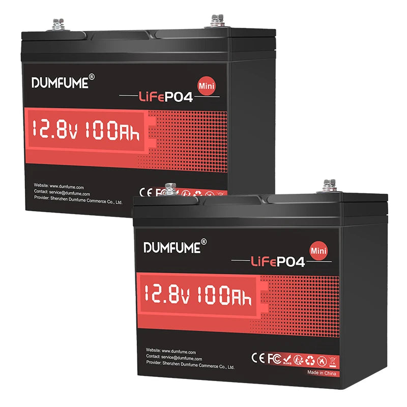 Dumfume 12.8V 100Ah Mini Motorcycle Battery LiFePO4 Lithium Built In 100A BMS  RV Powerstation