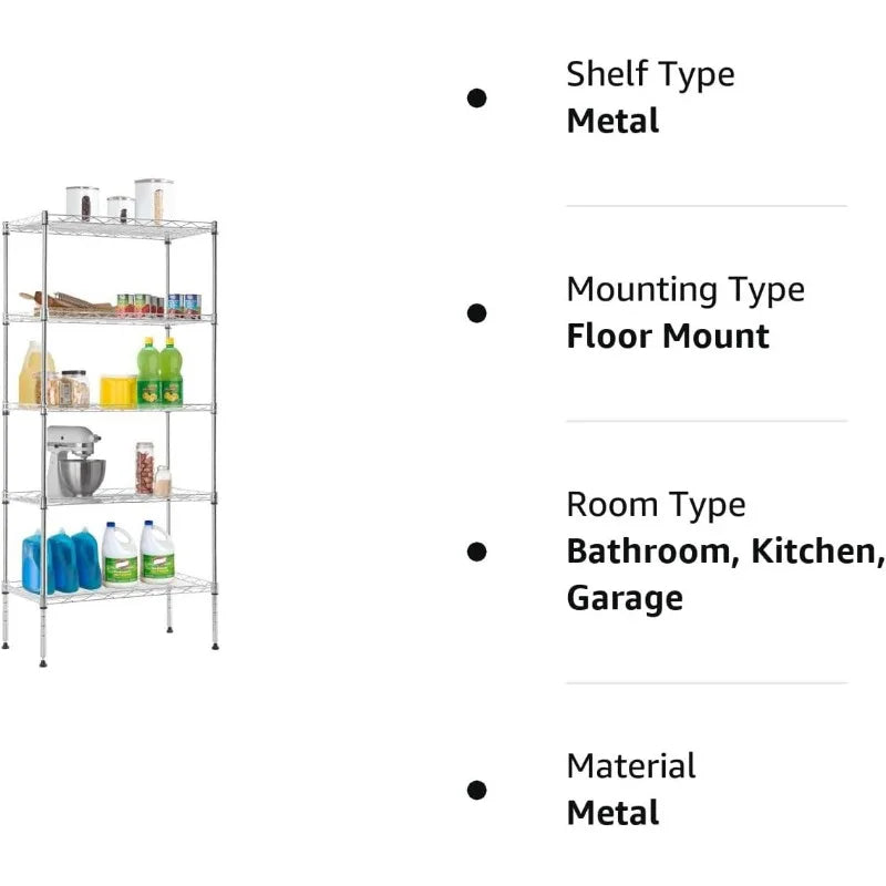 Storage Shelves 2100Lbs Capacity, 6-Shelf on Casters 48" L×18" W×72" H Commercial Wire Shelving Unit