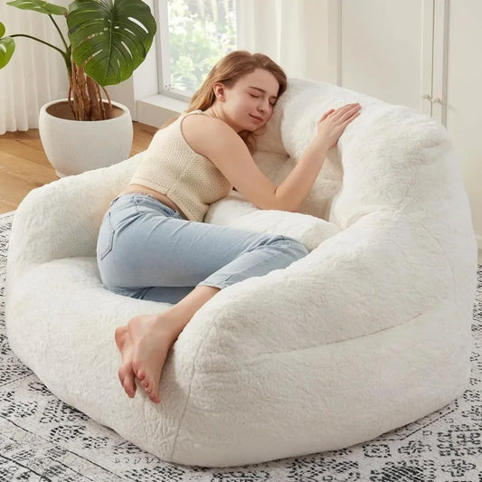 Giant Bean Bag Chairs for Adults with Filling Comfy Large Bean Bag Sofa Chair w/ Armrest Plush Soft