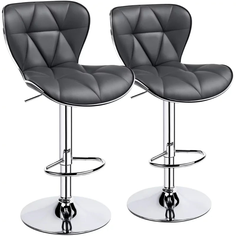 Alden Design Adjustable Midback Faux Leather Bar Stool, Set of 2, - My Store