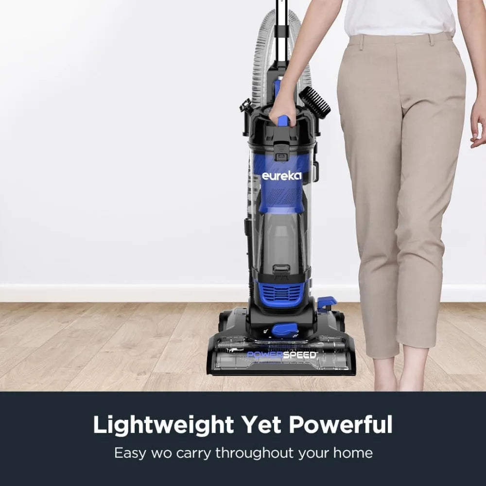 Lightweight Powerful Upright Vacuum Cleaner for Carpet and Hard Floor, PowerSpeed,Blue,black