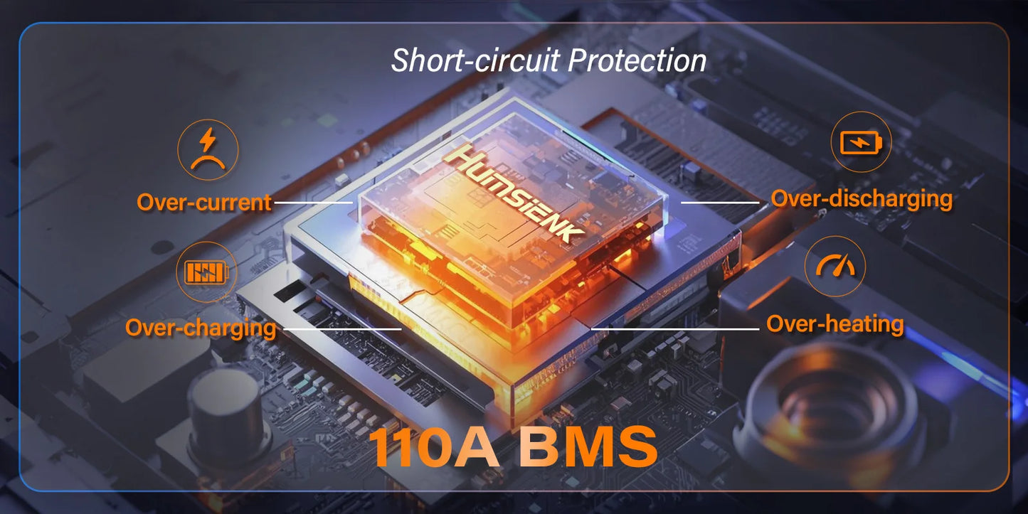 Humsienk LiFePO4 Lithium Battery 12V 100AH MAX With 100A BMS Protect Portable