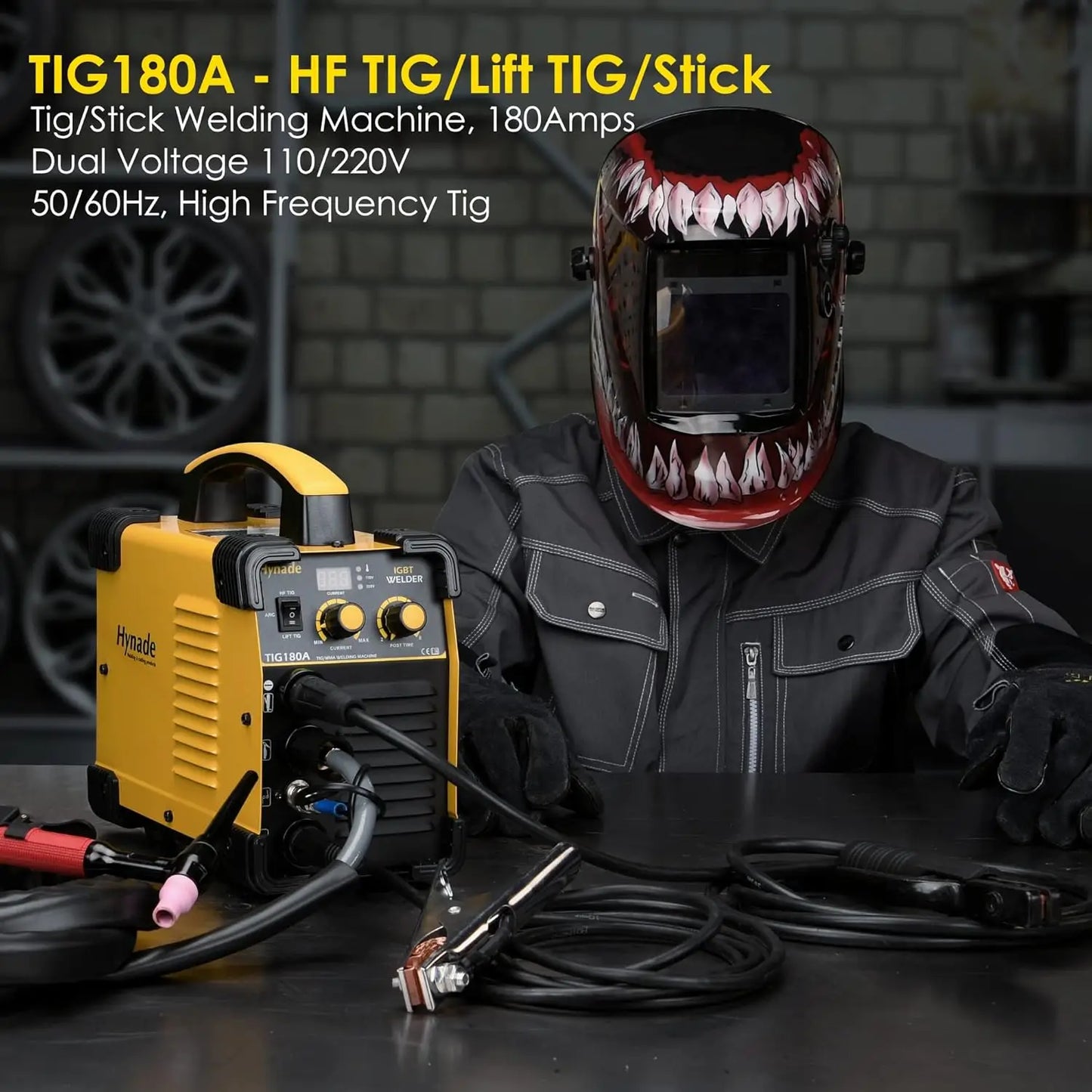 Tig Welder TIG180A Dual Voltage 110V/220V 2 in 1 Tig/Lift Tig Stick MMA Welder Digital IGBT Inverter