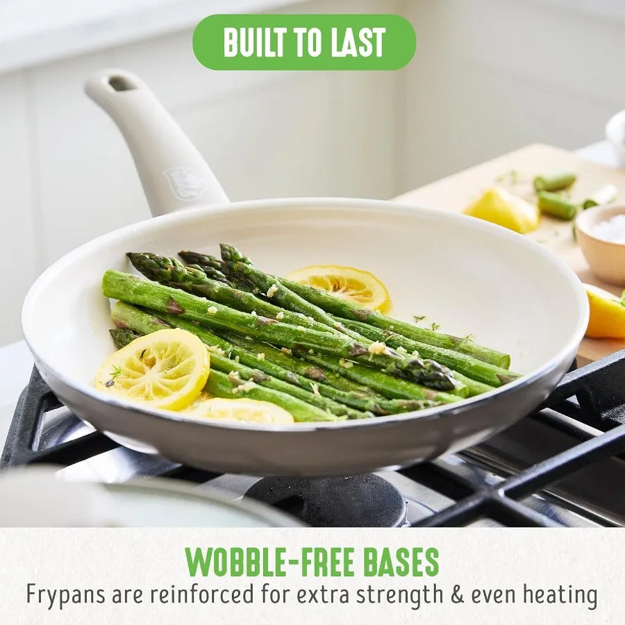 16 Piece Nonstick Cookware Set w/Soft Grip Handles for Everyday Cooking NonToxic PFAS-Free Ceramic