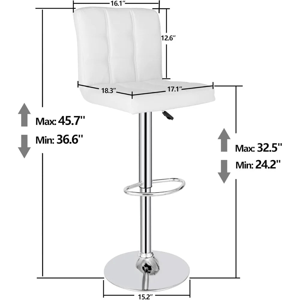 Counter Chairs Adjustable Counter Height Swivel Barstools Set of 4, Square PU Leather Bar Stools