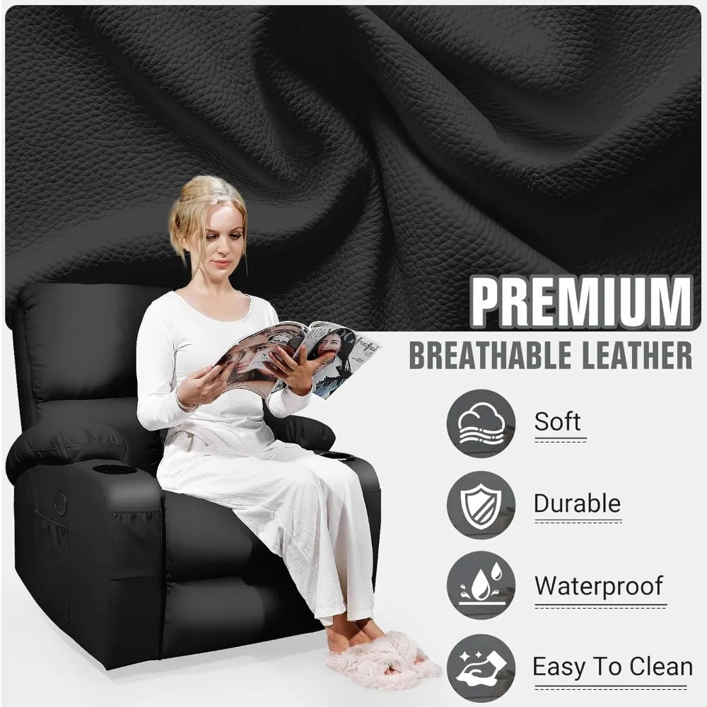 Massage Rocker Recliner Chair with Vibration Massage and Heat, USB and Type-C Ports, 360° Swivel