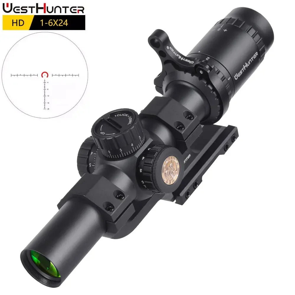 WestHunter HD 1-6X24 IR LPVO Riflescopes R/G Illumination Etched Glass Reticle Hunting Sights