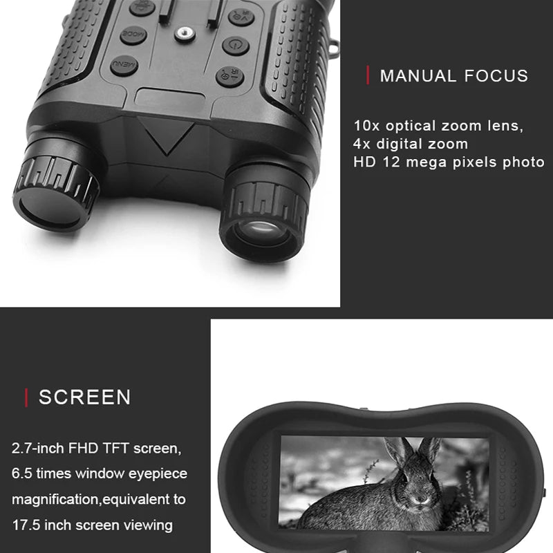 NV8160 Night Vision Binoculars for Adults, Head Mounted Tactical Helmet Night Vision Goggles 8X Zoom