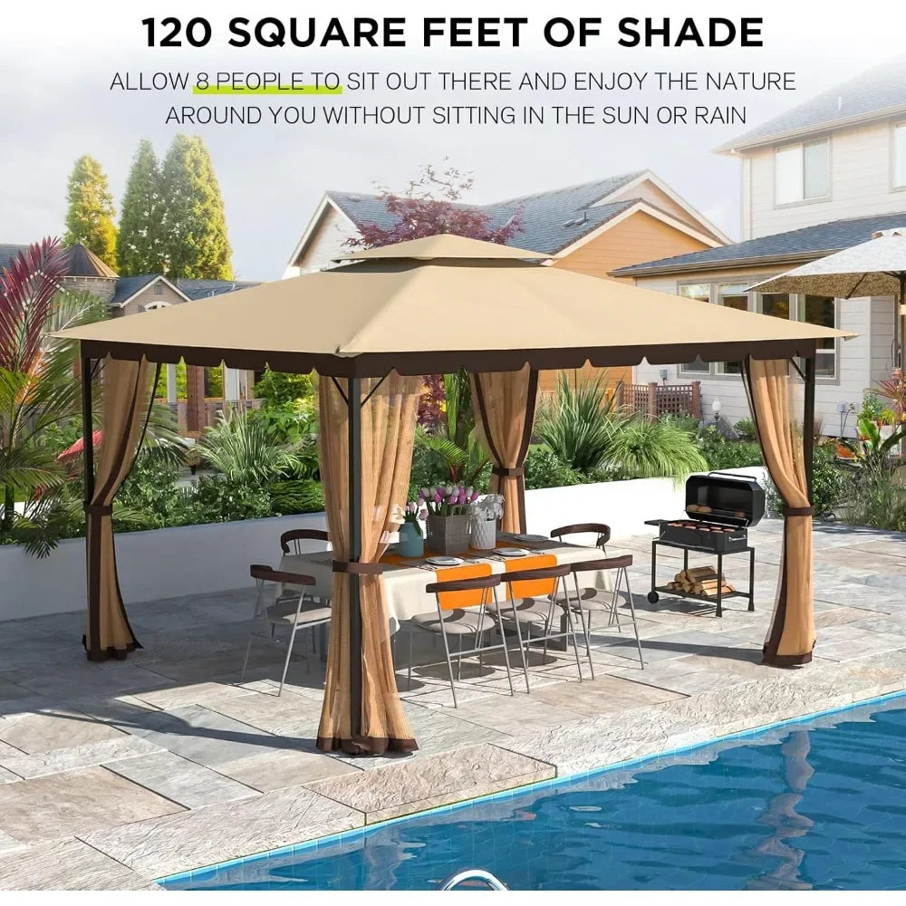 10x12,Gazebo with Mosquito Netting[Metal Heavy Duty Frame],Outdoor Canopy Gazebo