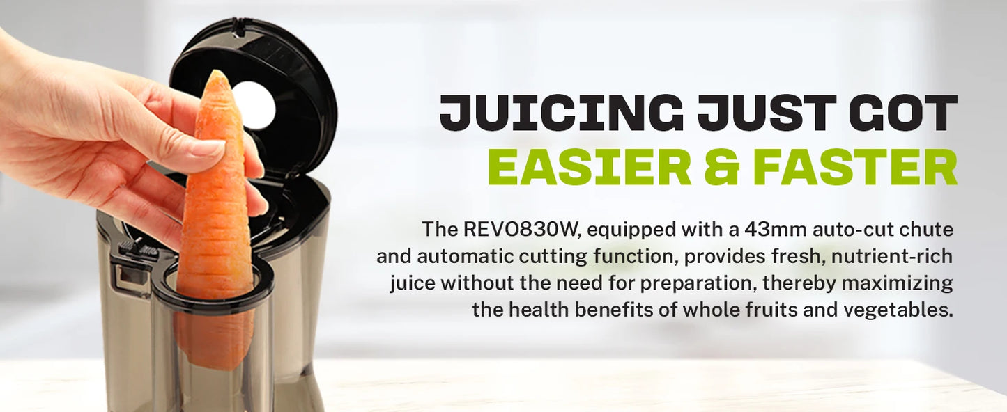 Kuvings Whole Slow Juicer REVO830W Cold Press Masticating Juicer Machine | Extra Wide 88mm & 48mm