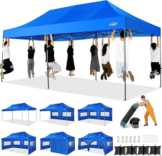 10x20 Heavy Duty Pop up Canopy Tent with 6 sidewalls Easy Up Commercial Outdoor Wedding Party Tents