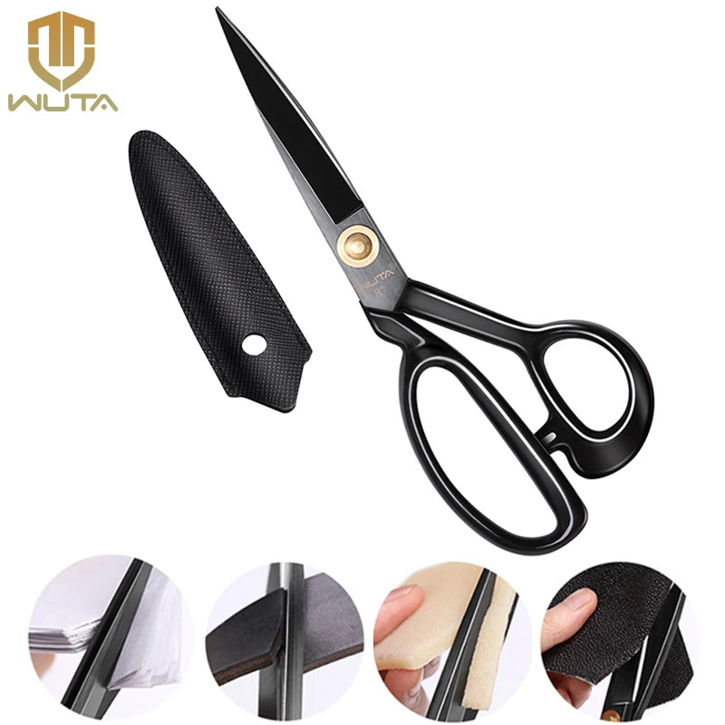 WUTA Professional Scissors Extreme Sharpness Cutting Leather Fabric Heavy Duty Metal Scissors