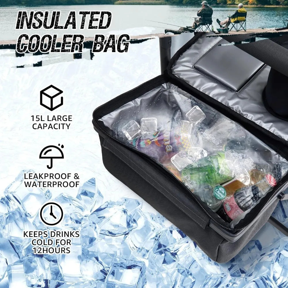 Fishing Chairs with Rod Holder, Folding Ice Fishing Chair/ Camping Chair Leg Adjustable