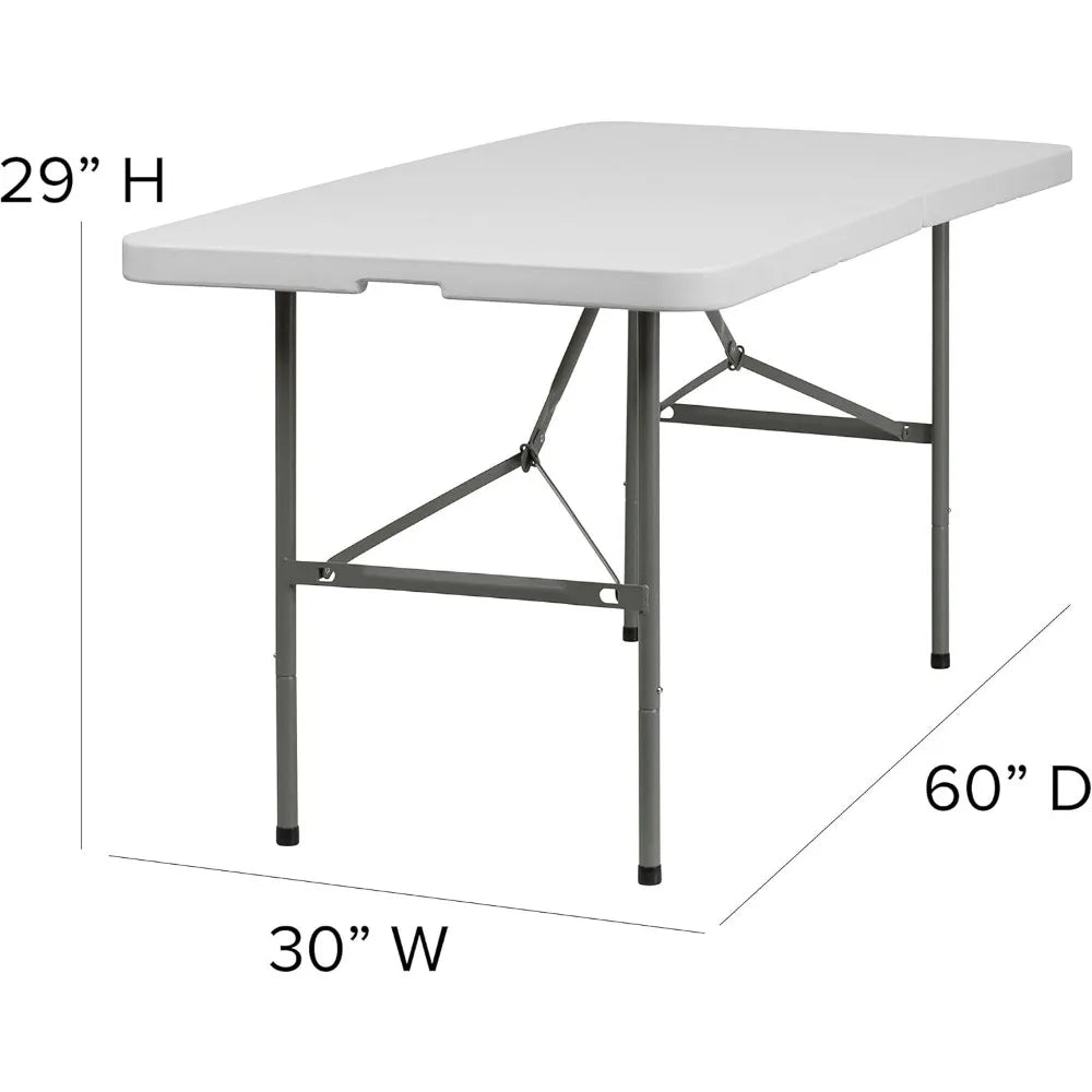 5-Foot Bi-Fold Granite White Plastic Folding Table