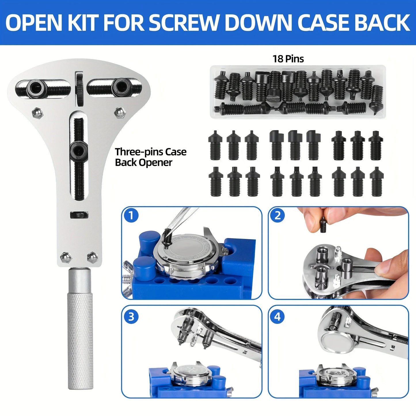 Watch Repair Kit, Professional Watch Repair Tool, Watch Battery Replacement Tool Kit 224 pcs