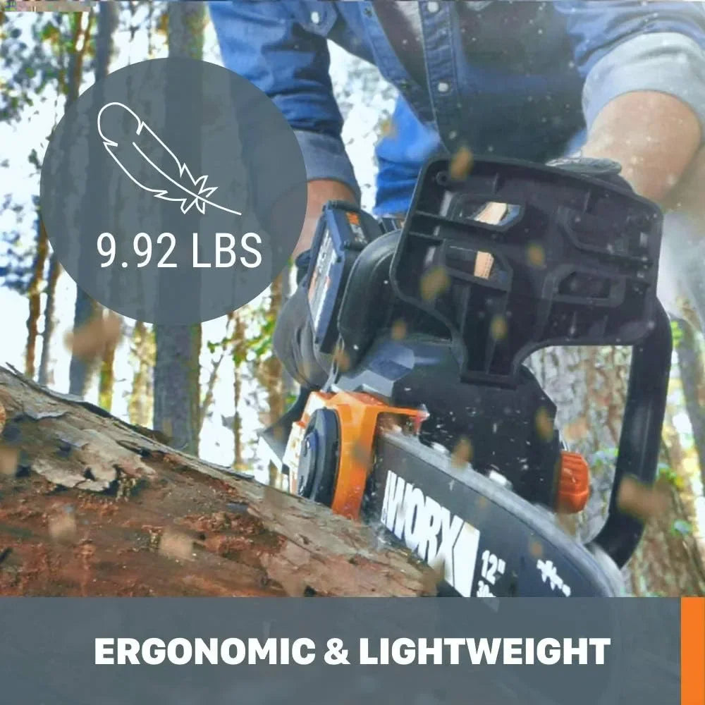 40V 12" Cordless Chainsaw Power Share w/Auto-Tension - WG381 (2-20Amp Batteries & Charger Included)