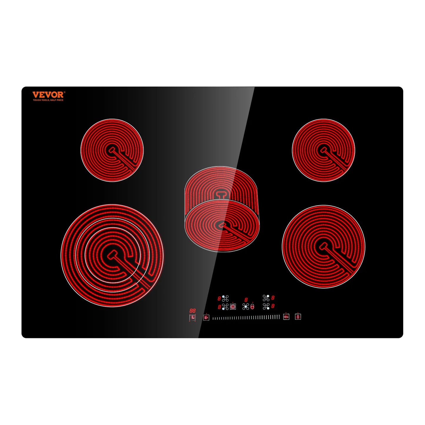 SucceBuy 2/4/5 Burners Built-in Induction Stove Top 12/24/30" Ceramic Glass Electric Cooktop