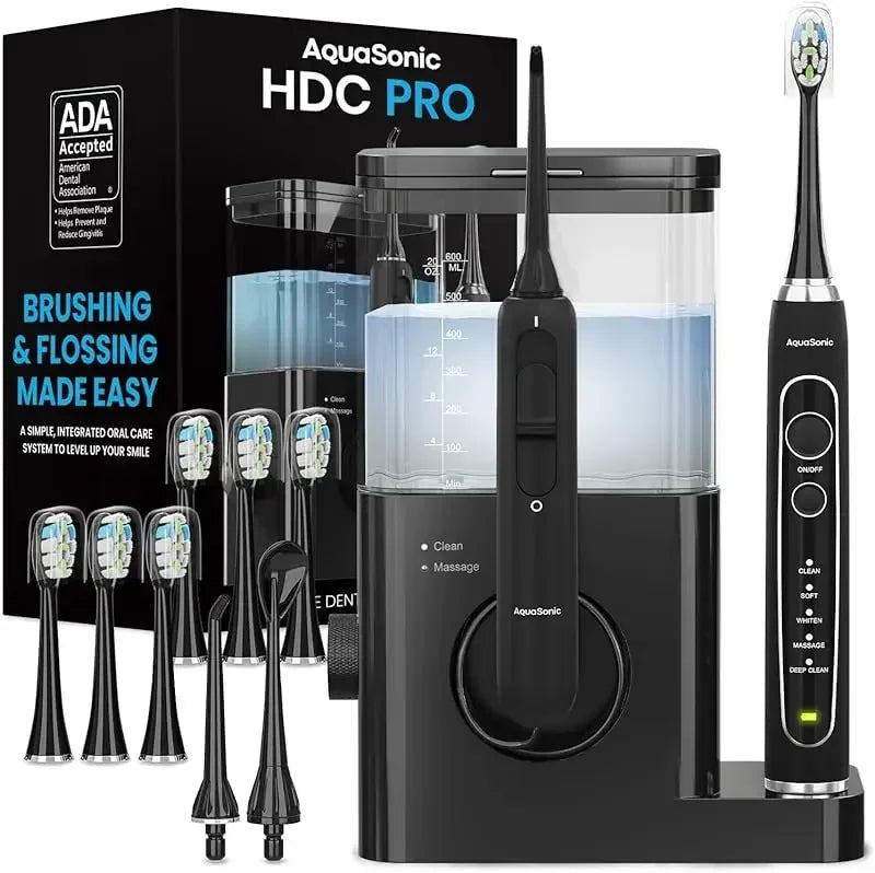 QWAquaSonic Home Dental Center PRO  Brush & Floss – Power Toothbrush & Water Flosser