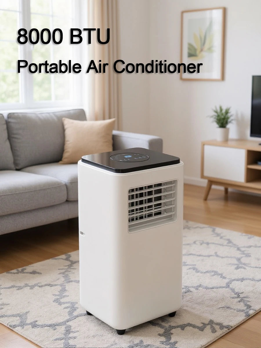 8000 BTU Portable Air Conditioner 3-In-1 Cooling Fan Dehumidifier Remote Control LED Display