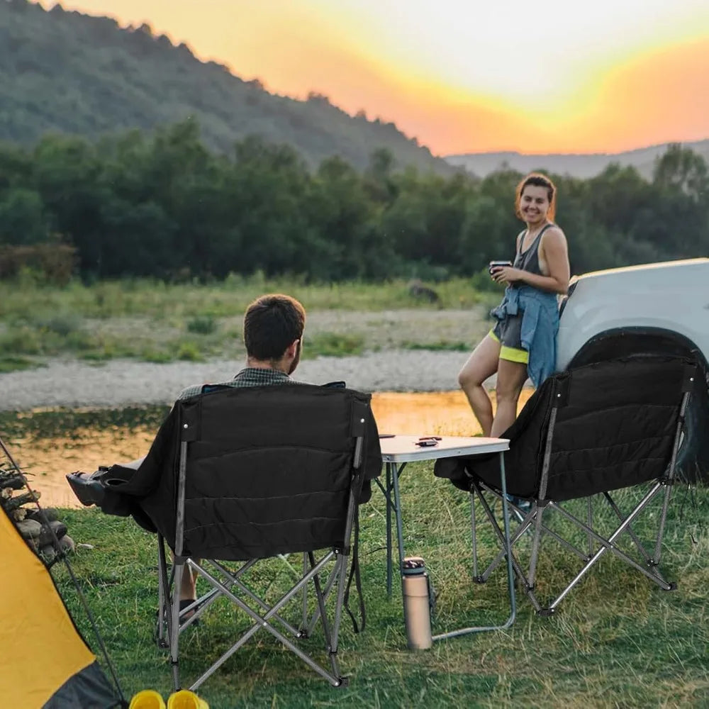 Oversized XL Camping Chair, Heavy Duty 500 lbs Support, Padded Folding Lawn Chair w/Cup Holder