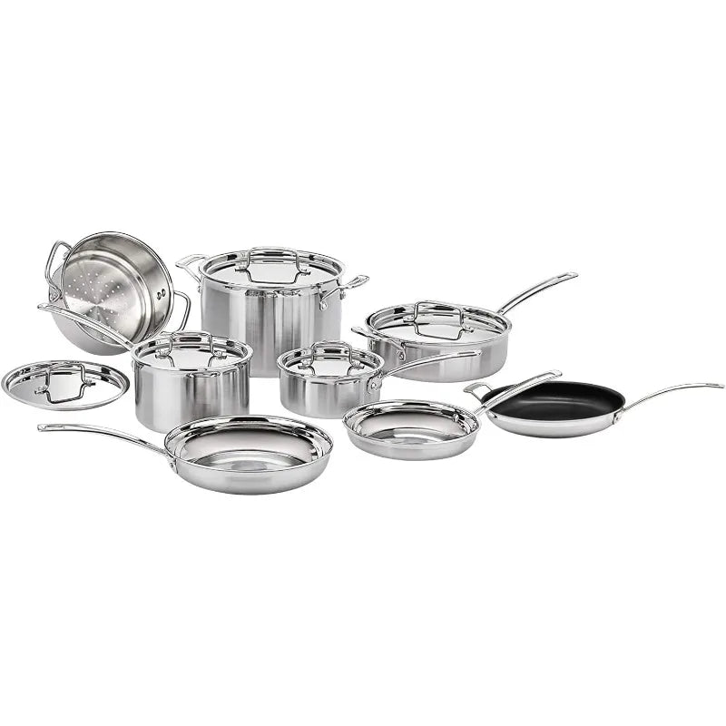 12 Piece Cookware Set, MultiClad Pro Triple Ply, Silver, MCP-12N