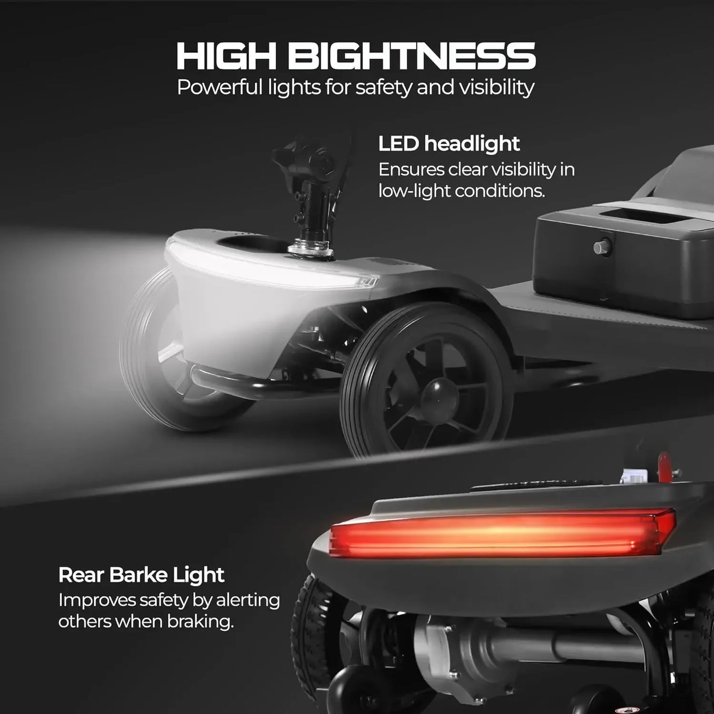 330lbs Max Weight Electric Mobility Scooter 4 Wheel Mobility 10-15 miles Per Charge Wheelchair